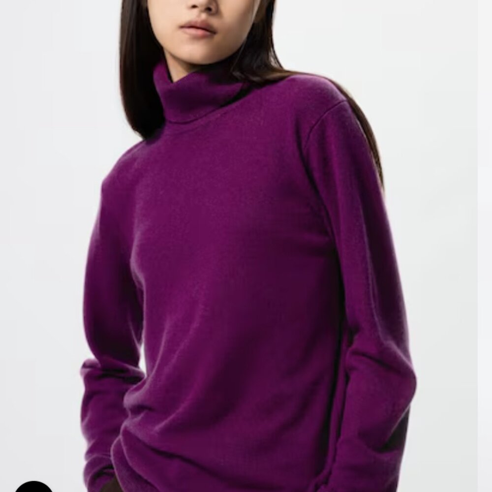 Uniqlo Cashmere Purple Turtleneck Sweater